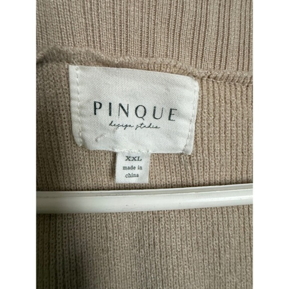 PINQUE Design Studio Knit Vest Cardigan Beige XXL Sleeveless‎ Front Pockets - Picture 2 of 6